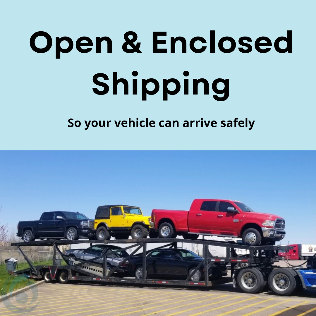 Open & enclosed shipping. So your vehicle can arrive safely. Five cars being shipped on 1 truck.